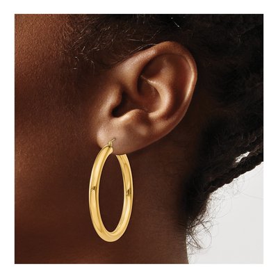 14K Yellow Gold 40mm Tube Hoop Earrings – view 4