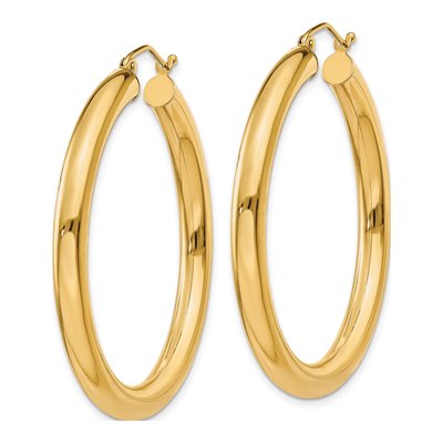 14K Yellow Gold 40mm Tube Hoop Earrings – view 3