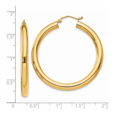 14K Yellow Gold 40mm Tube Hoop Earrings – view 5