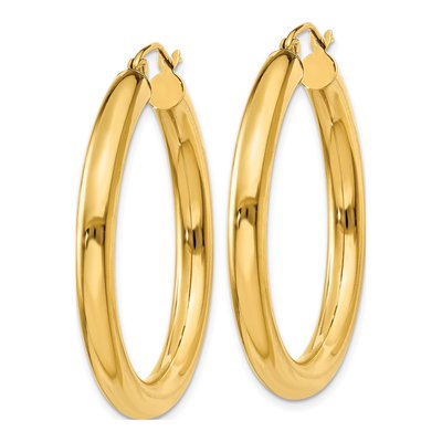14K Yellow Gold 35mm Tube Hoop Earrings – view 3