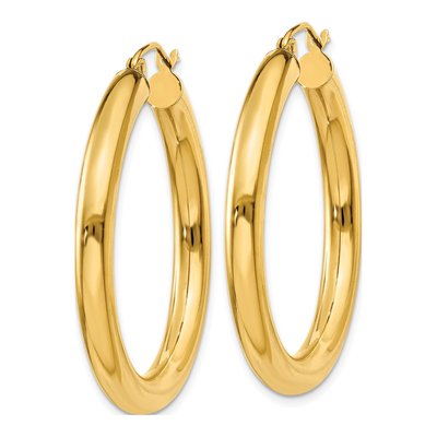 14K Yellow Gold 35mm Tube Hoop Earrings – view 3