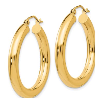 14K Yellow Gold 30mm Tube Hoop Earrings – view 3