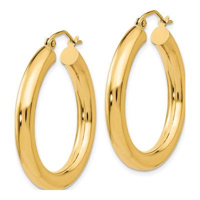 14K Yellow Gold 30mm Tube Hoop Earrings – view 2