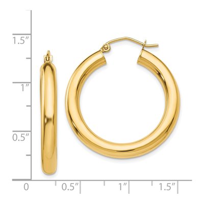 14K Yellow Gold 30mm Tube Hoop Earrings – view 4
