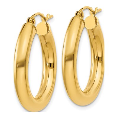 14K Yellow Gold 25mm Tube Hoop Earrings – view 3
