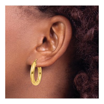 14K Yellow Gold 25mm Tube Hoop Earrings – view 4