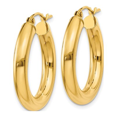 14K Yellow Gold 25mm Tube Hoop Earrings – view 3