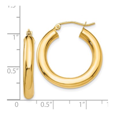 14K Yellow Gold 25mm Tube Hoop Earrings – view 5