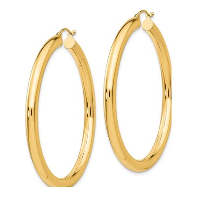 14K Yellow Gold 50mm Tube Hoop Earrings – view 3