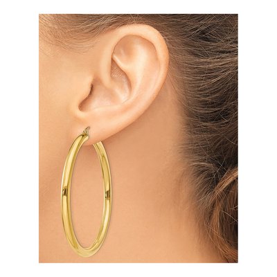14K Yellow Gold 55mm Tube Hoop Earrings – view 4