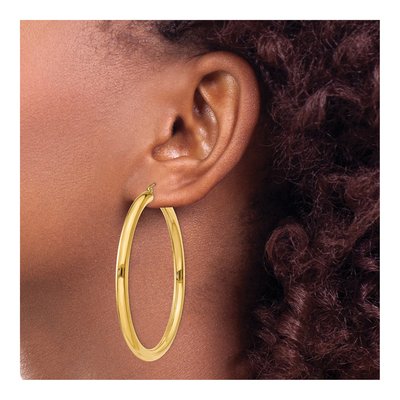 14K Yellow Gold 55mm Tube Hoop Earrings – view 4