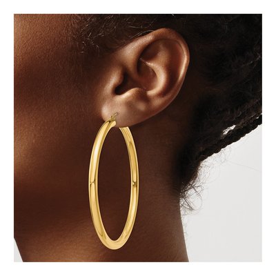 14K Yellow Gold 60mm Tube Hoop Earrings – view 4
