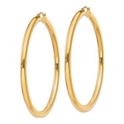 14K Yellow Gold 65mm Tube Hoop Earrings – view 3