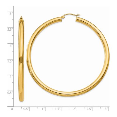 14K Yellow Gold 65mm Tube Hoop Earrings – view 5