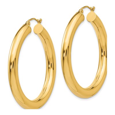 14K Yellow Gold 40mm Tube Hoop Earrings – view 3