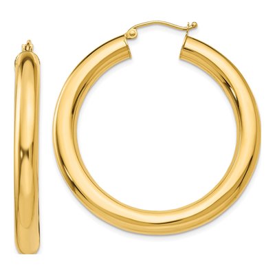 14K Yellow Gold 40mm Tube Hoop Earrings