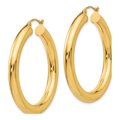 14K Yellow Gold 40mm Tube Hoop Earrings – view 3