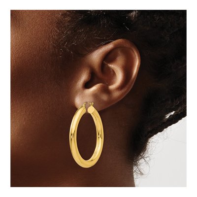 14K Yellow Gold 40mm Tube Hoop Earrings – view 4