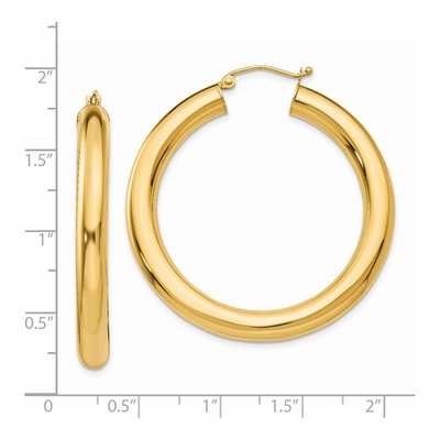 14K Yellow Gold 40mm Tube Hoop Earrings – view 5