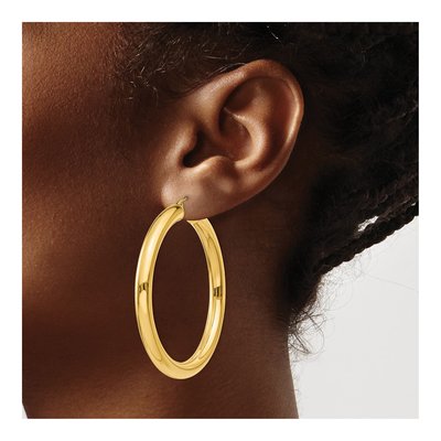 14K Yellow Gold 50mm Tube Hoop Earrings – view 4