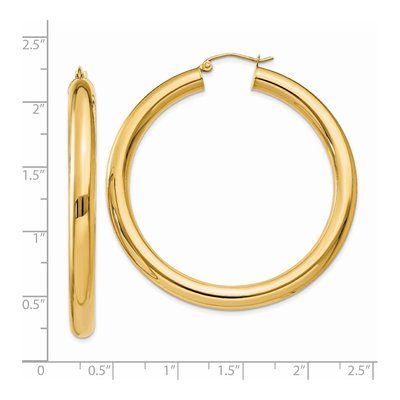 14K Yellow Gold 50mm Tube Hoop Earrings – view 5
