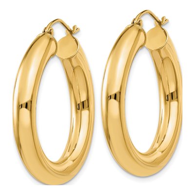 14K Yellow Gold 30mm Tube Hoop Earrings – view 3