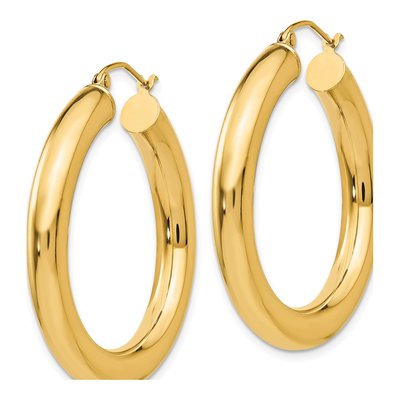 14K Yellow Gold 35mm Tube Hoop Earrings – view 3