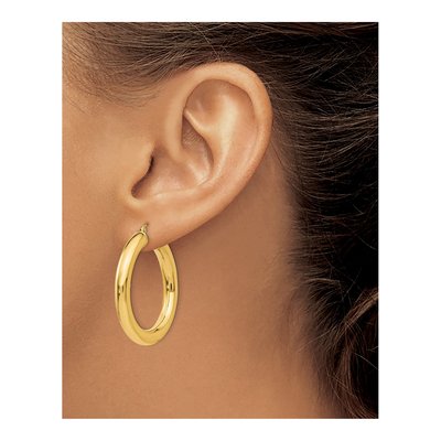 14K Yellow Gold 35mm Tube Hoop Earrings – view 4