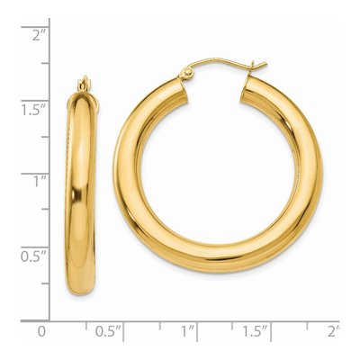 14K Yellow Gold 35mm Tube Hoop Earrings – view 5