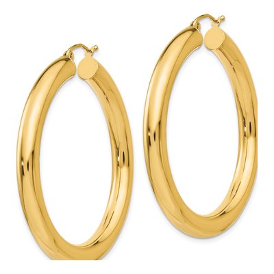 14K Yellow Gold 45mm Tube Hoop Earrings – view 3