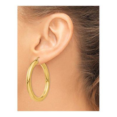 14K Yellow Gold 45mm Tube Hoop Earrings – view 4
