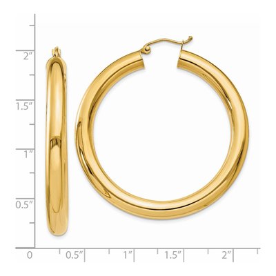 14K Yellow Gold 45mm Tube Hoop Earrings – view 5