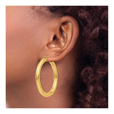 14K Yellow Gold 45mm Tube Hoop Earrings – view 4