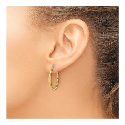 10K Yellow Gold 25mm Hoop Earrings – view 4