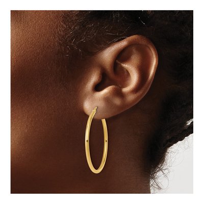 10K Yellow Gold 35mm Hoop Earrings – view 4
