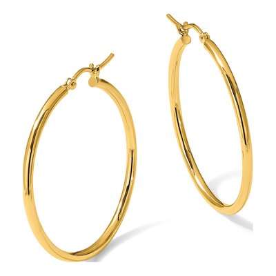 10K Yellow Gold 35mm Hoop Earrings – view 7