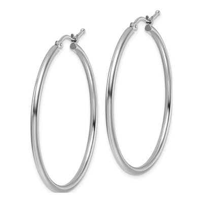 10K White Gold 40mm Hoop Earrings – view 3