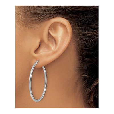 10K White Gold 40mm Hoop Earrings – view 4