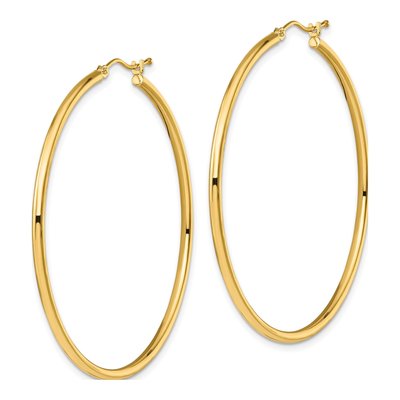 10K Yellow Gold 50mm Hoop Earrings – view 3