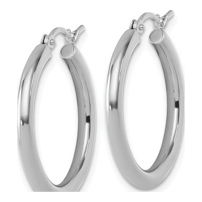 10K White Gold 25mm Hoop Earrings – view 3