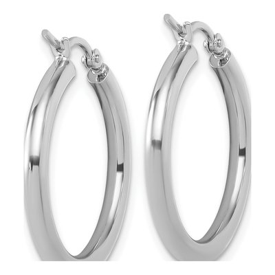 10K White Gold 25mm Hoop Earrings – view 5