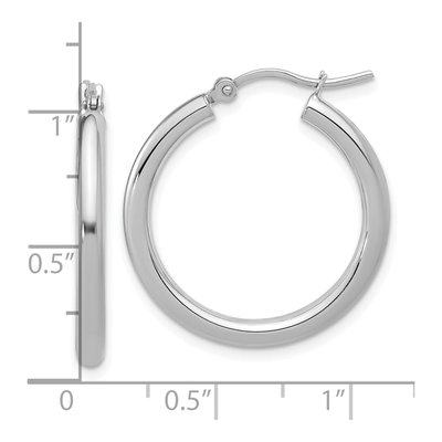 10K White Gold 25mm Hoop Earrings – view 6
