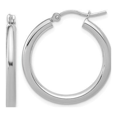 10K White Gold 25mm Hoop Earrings