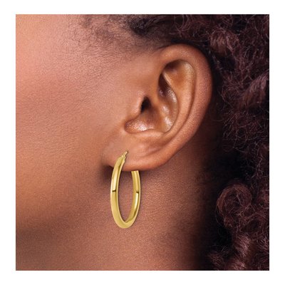 10K Yellow Gold 30mm Hoop Earrings – view 4