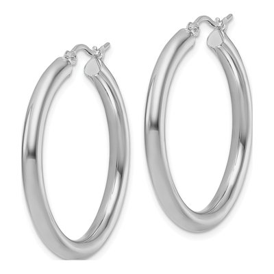 10K White Gold 30mm Hoop Earrings – view 3