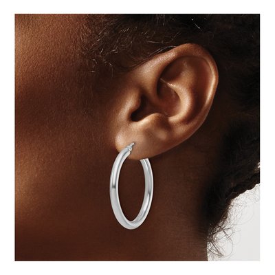 10K White Gold 30mm Hoop Earrings – view 4