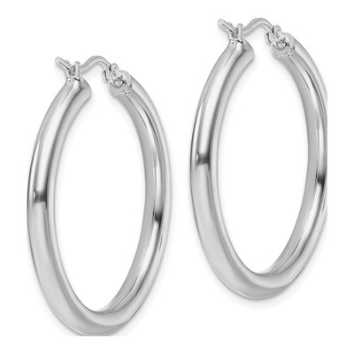 10K White Gold 30mm Hoop Earrings – view 5