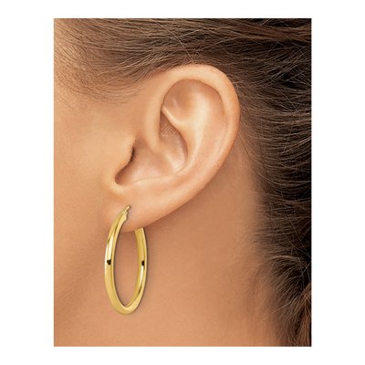 10K Yellow Gold 35mm Hoop Earrings – view 4