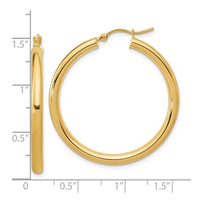 10K Yellow Gold 35mm Hoop Earrings – view 6