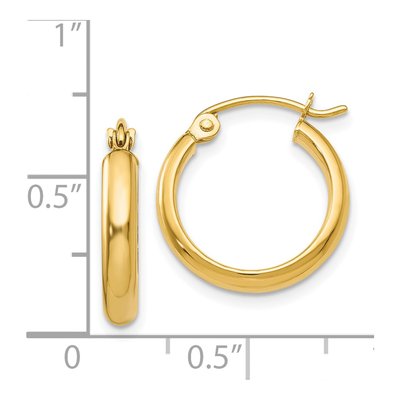 14K Yellow Gold 16mm Tube Hoop Earrings – view 5